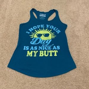 Graphic racer back tank top